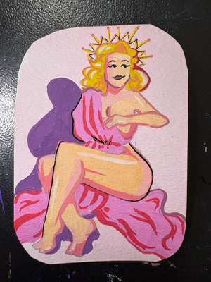 Queen of my Heart Pinup aceo art card thumbnail 2