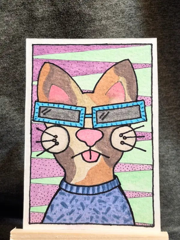 Cool Cat no2 aceo art card