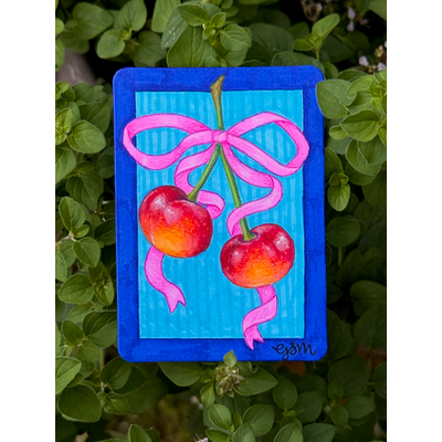 Charming Cherries aceo art card thumbnail 1