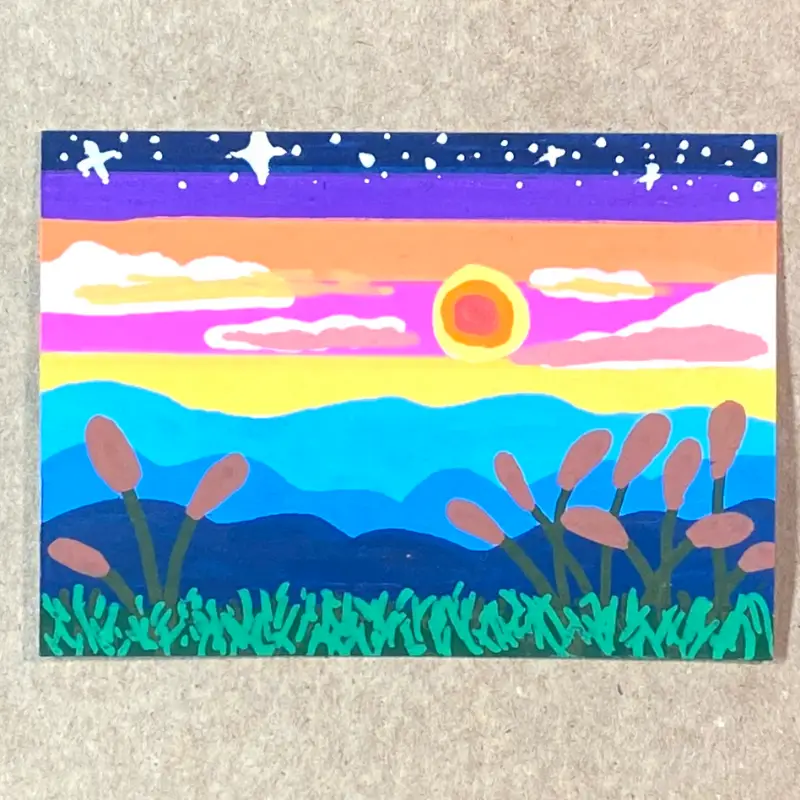 Sunset Over Max Patch aceo art card