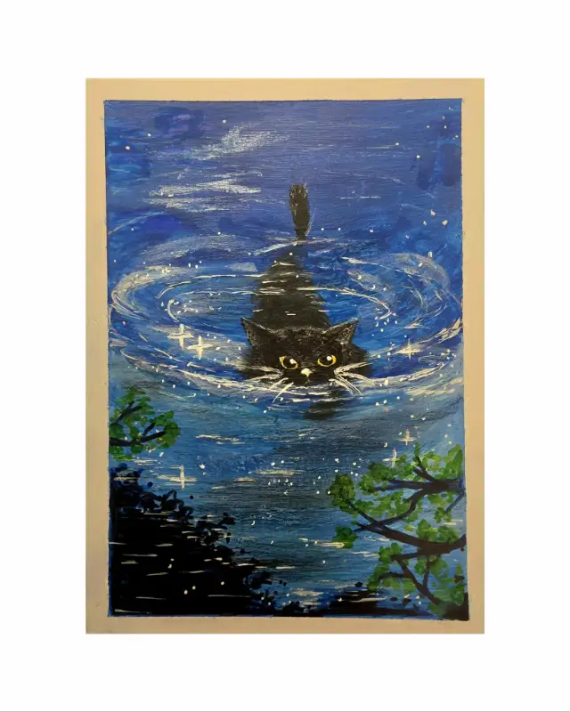 Wet Whisker Whimsy aceo art card