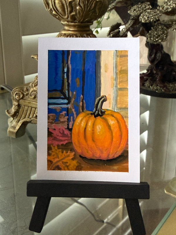 The Pumpkin Waits aceo art card