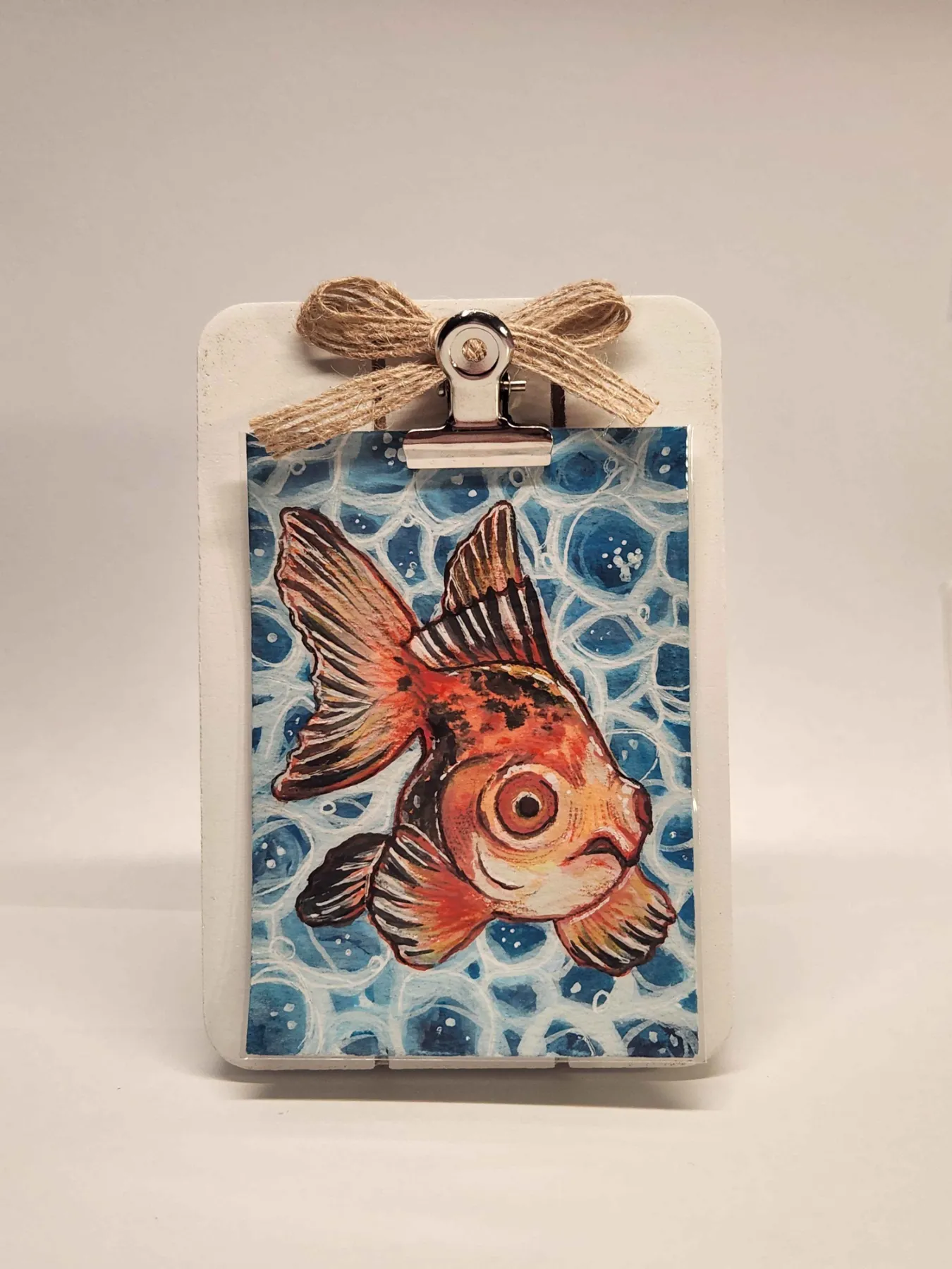 Original ACEO - Black & Orange Goldfish - 2.5 x 3.5 Gouache aceo art card