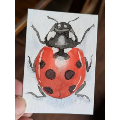 Ladybug aceo art card thumbnail 2