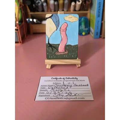 Defeated (Blue jay and earth worm) aceo art card thumbnail 2