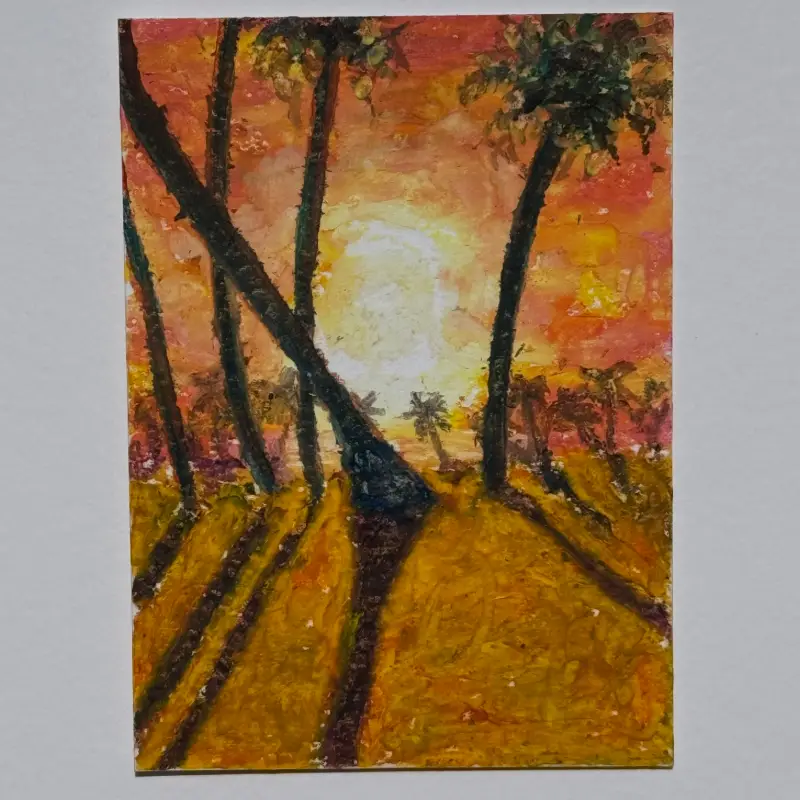 Sunset at the Great Lawn in Waikiki Hawaii aceo art card