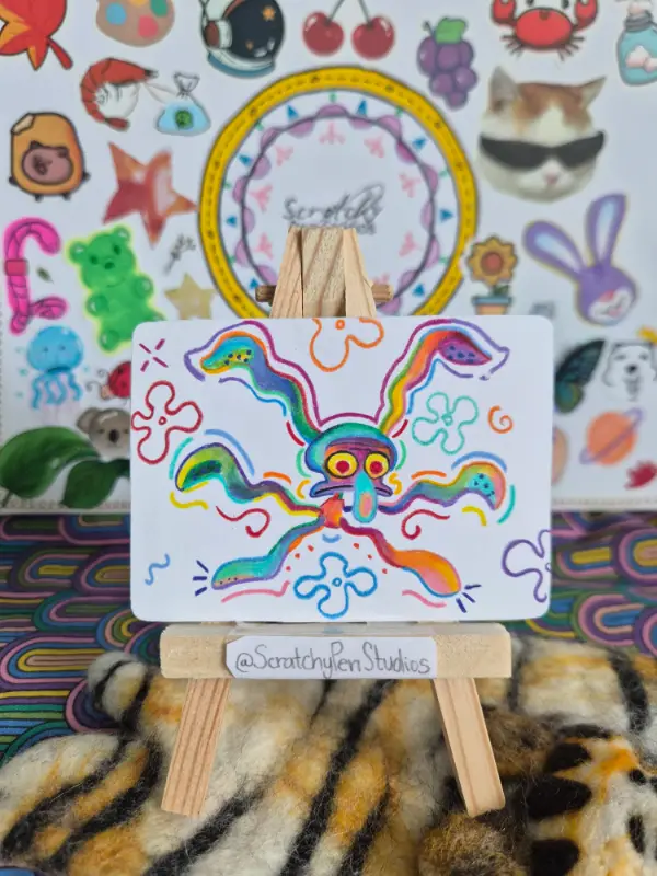 "Kaleidosquid" Fan Art, SpongeBob aceo art card
