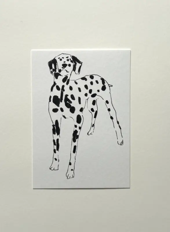 Dalmation Dog Cartoon Sketch aceo art card