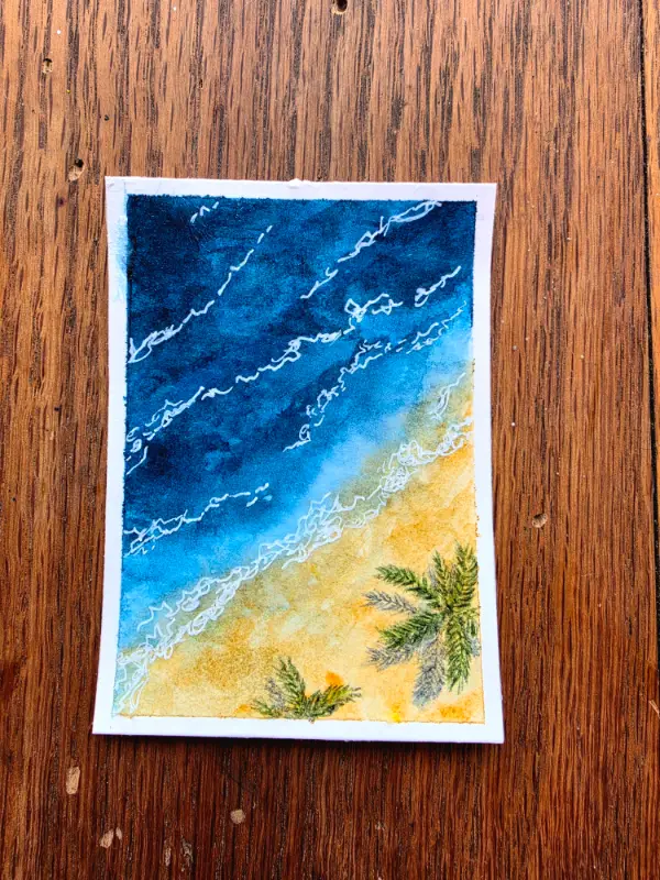 Crashing Waves aceo art card