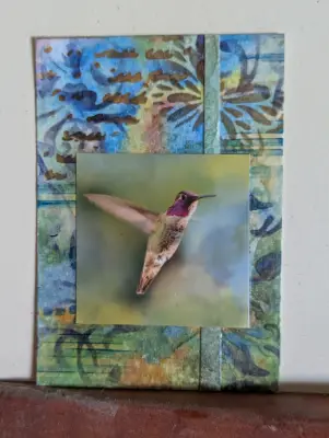 ACEO Original Hummingbird Mixed Media Watercolor Acrylic Photo aceo art card thumbnail 1