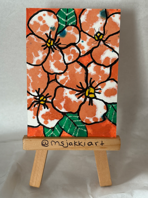 Orange Pansies aceo art card thumbnail 2