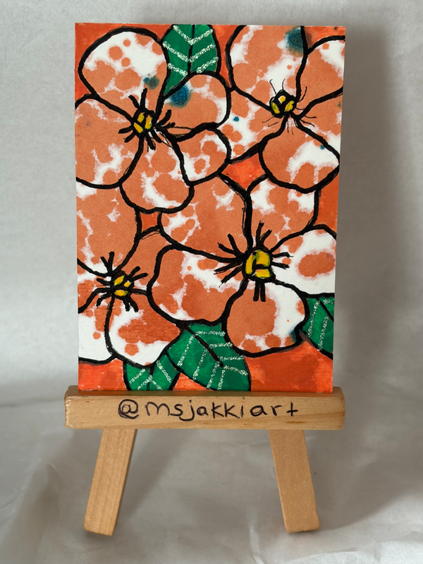 Orange Pansies aceo art card
