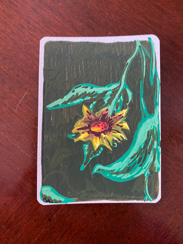 Yellow Flower aceo art card