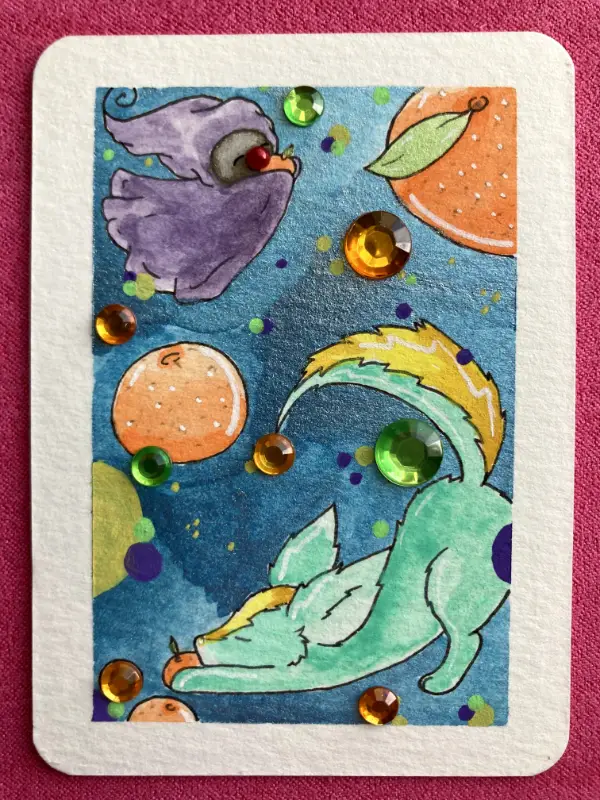 Gemstones and Citrus aceo art card