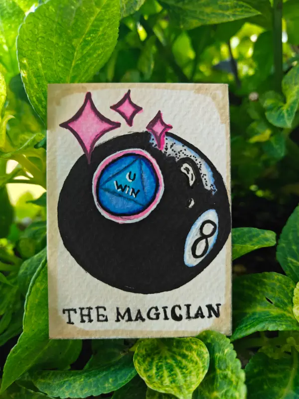 The Magician Magic 8 Ball Tarot Card aceo art card