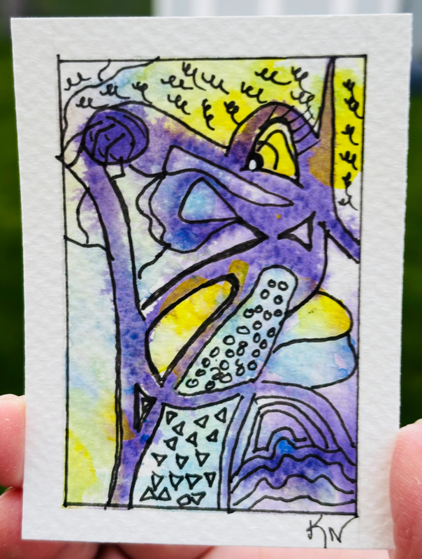 Purple Pup aceo art card