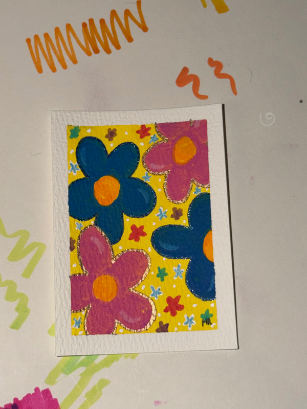 Flower Power IV aceo art card