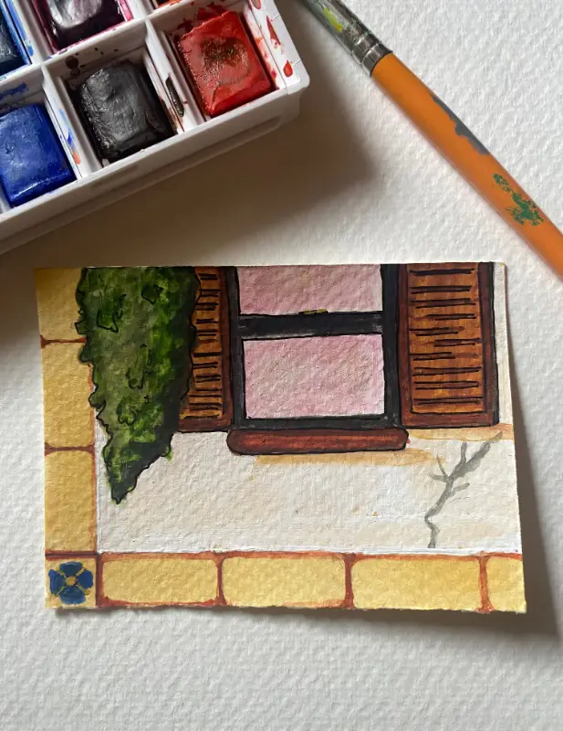 Window and Vine aceo art card