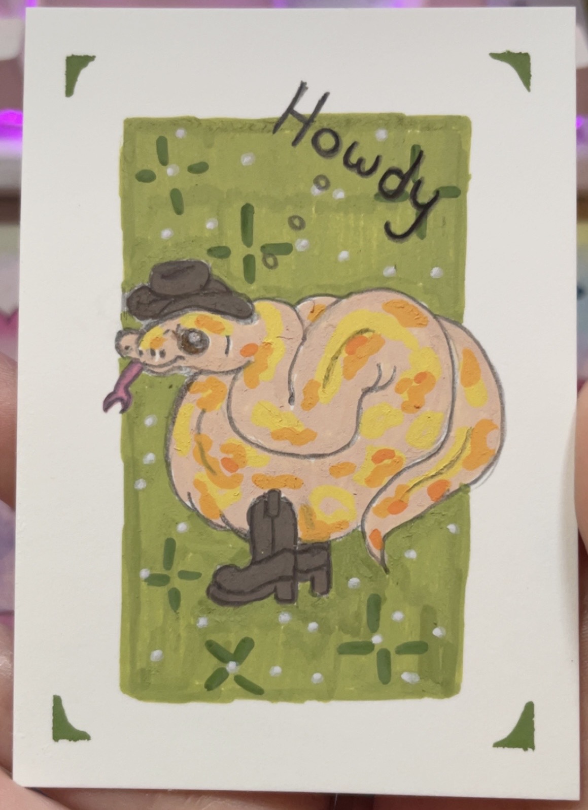 Howdy Ball Python Snake aceo art card