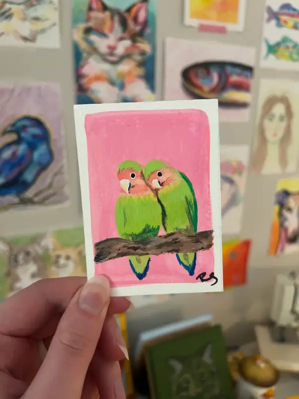 Love Birds aceo art card