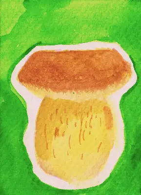 Porcini Mushroom aceo art card thumbnail 1