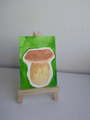 Porcini Mushroom aceo art card thumbnail 2