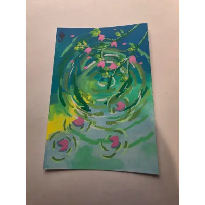 Ripples in the pond aceo art card thumbnail 2