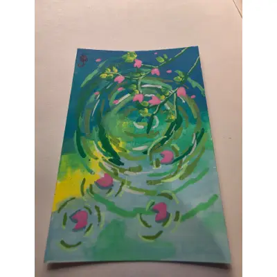 Ripples in the pond aceo art card thumbnail 1