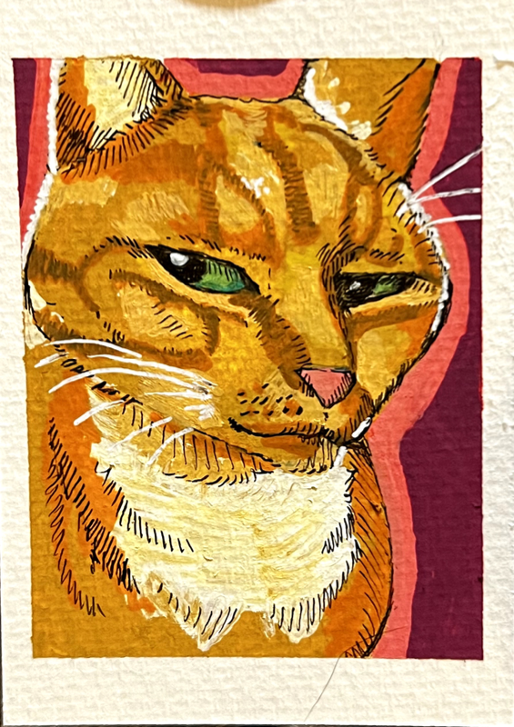 Glaring Cat Meme Orange Cat ACEO aceo art card