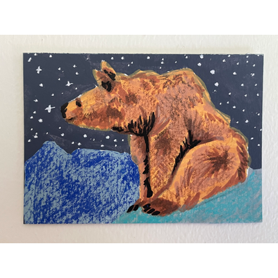 “Enjoying the view” Bear portrait by Norah Mae aceo art card thumbnail 3