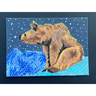 “Enjoying the view” Bear portrait by Norah Mae aceo art card thumbnail 4