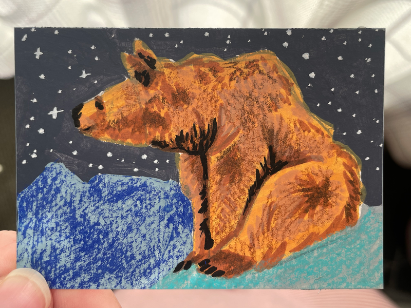 “Enjoying the view” Bear portrait by Norah Mae aceo art card