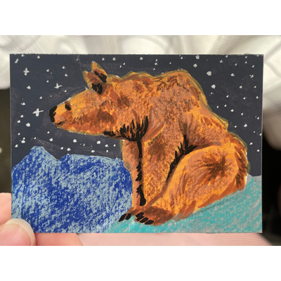 “Enjoying the view” Bear portrait by Norah Mae aceo art card thumbnail 1