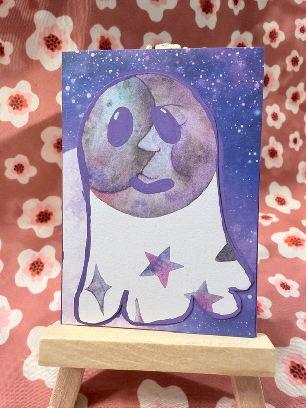 Moon Galaxy ghost aceo art card