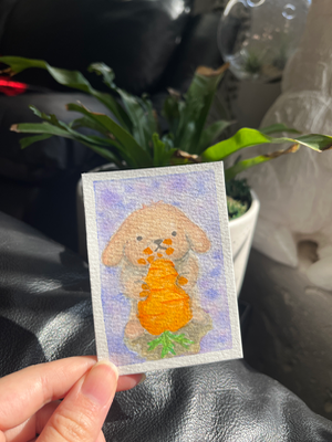 Gluttony S1: Carrot Golden Retriever Pup, Julie aceo art card thumbnail 2