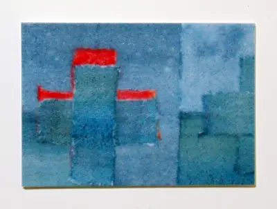 Red Cross Mixed Media washi collage watercolor original art ACEO aceo art card thumbnail 2