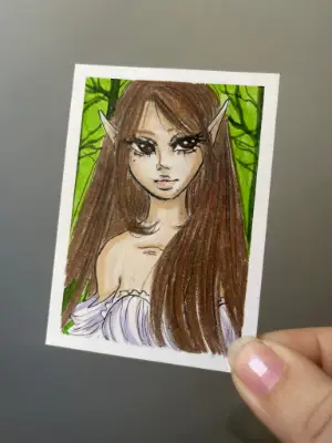 Elf Girl aceo art card thumbnail 2
