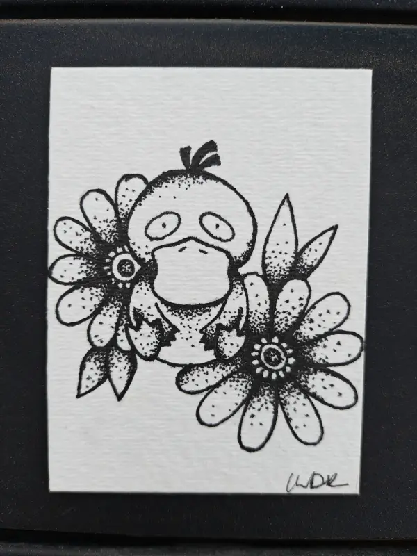 Sai duck bouquet aceo art card