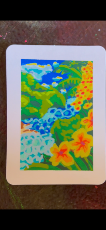 Summer as a child in the grotto aceo art card