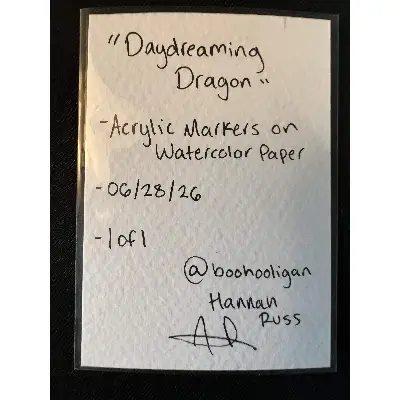Daydreaming Dragon aceo art card thumbnail 2