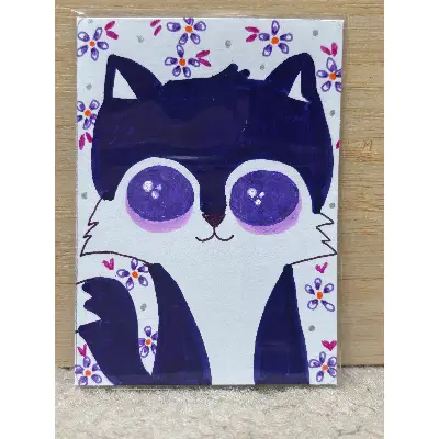Purple Sakura Fox aceo art card thumbnail 2