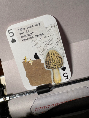 Mushroom Robert frost quote print by Mazerzine aceo art card thumbnail 2