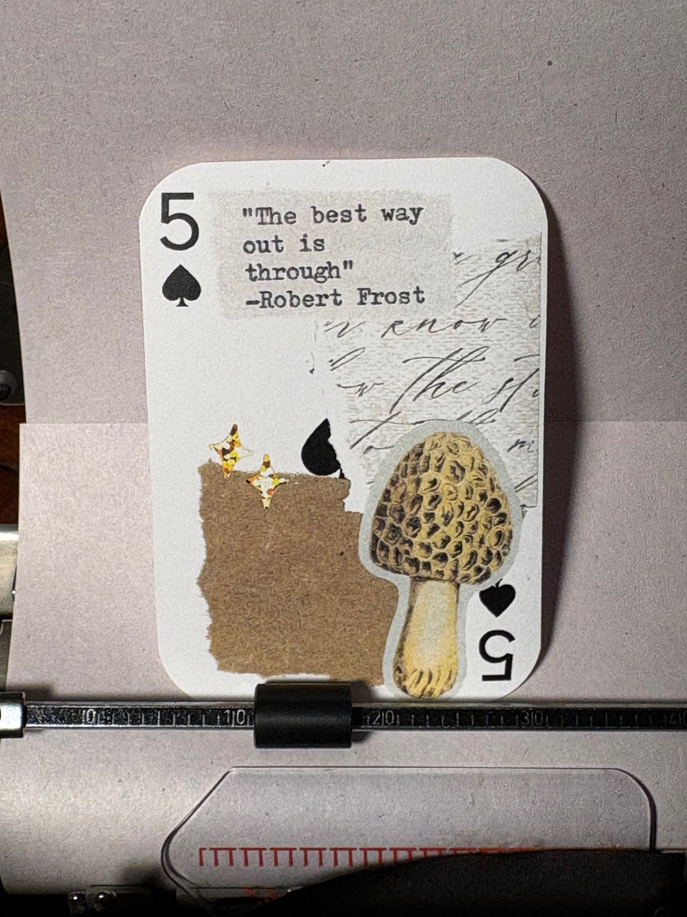 Mushroom Robert frost quote print by Mazerzine aceo art card