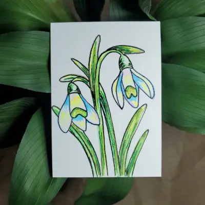 Snowdrops aceo art card thumbnail 1