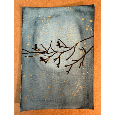 Stars at Night — Watercolor & Ink ACEO (Original) aceo art card thumbnail 2