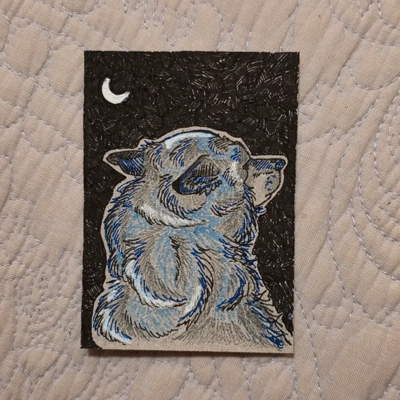 in love with the moon aceo art card