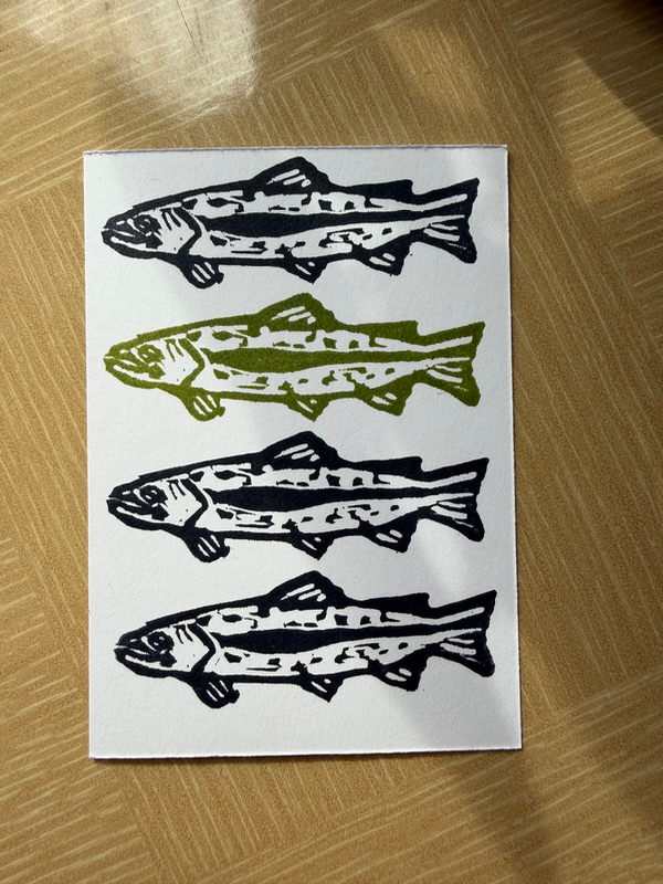 Trout Two aceo art card
