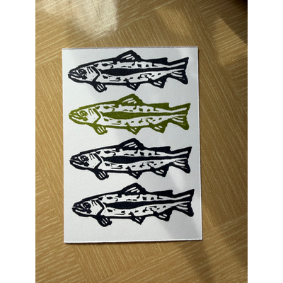 Trout Two aceo art card thumbnail 1