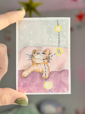 Kitty Who Ate a Light aceo art card thumbnail 2