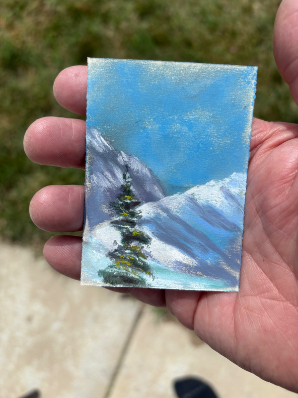 snow on the Mountain  lone Pine #1112 aceo art card